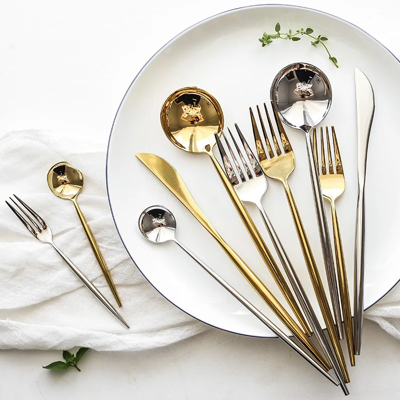 Cutlery Glod Silver Stainless Steel Cutlery Set Flatware Fork Spoon Knife Set Dessert Fork Spoon Dinner Serving Spoon Dinnerware
Cutlery Glod Silver Stainless Steel Cutlery Set Flatware Fork Spoon Knife Set Dessert Fork Spoon Dinner Serving Spoon Dinnerware