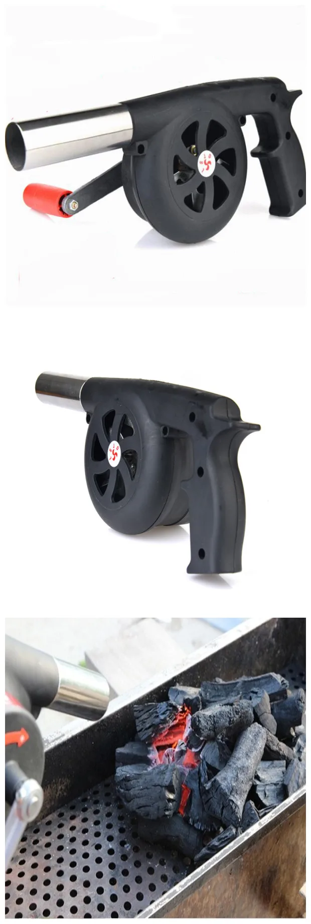 Outdoor Camping BBQ Grill Fan Air Blower Picnic Barbecue Cooking Fire Hand Crank