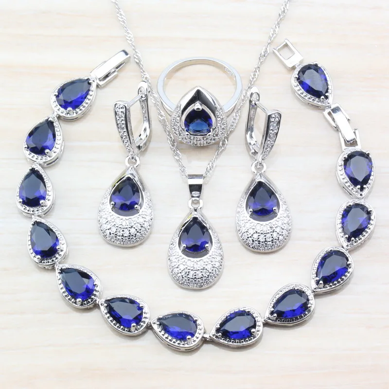 925 Sterling Silver New Arrival Water Drop Blue Zircon 4PCS Jewelry Sets For Women Fashion Accessories Ring Size 6/7/8/9/10
925 Sterling Silver New Arrival Water Drop Blue Zircon 4PCS Jewelry Sets For Women Fashion Accessories Ring Size 6/7/8/9/10