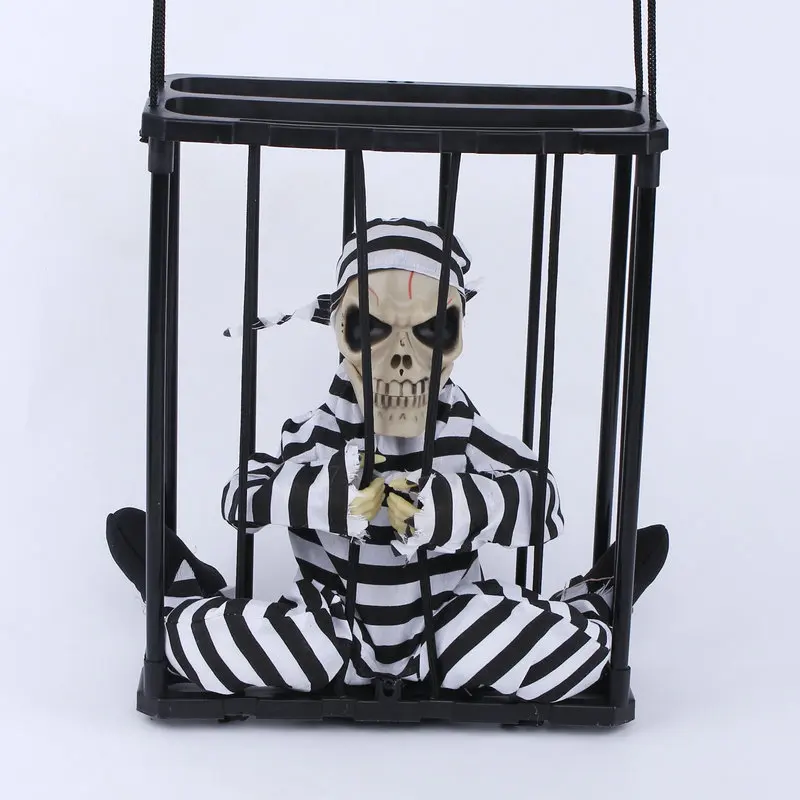 Halloween Hang Prisoner Ghost Electric Skull Bar Haunted House Halloween Ghost Voice Skeleton Prop Halloween Decoration A8A68 (5)