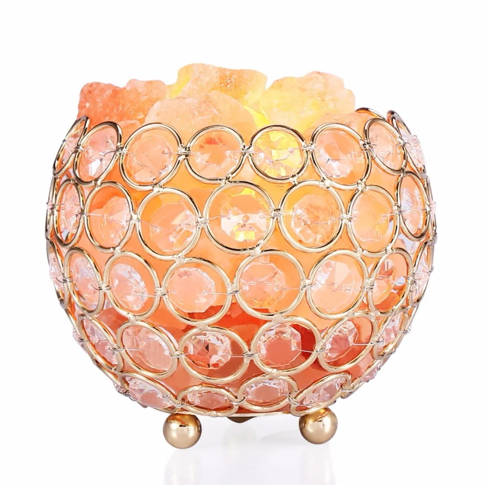 Lámpara de sal del Himalaya Cristal Rosa Natural para la noche