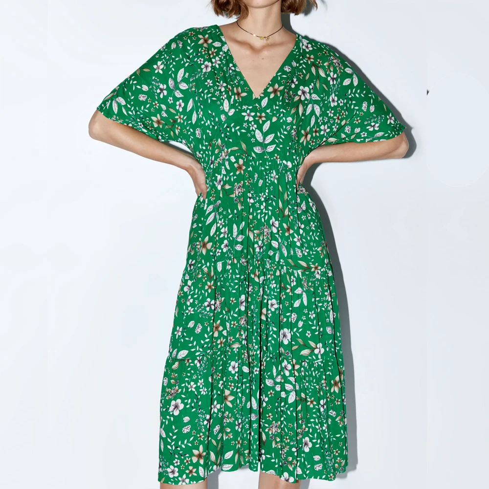 2019 za summer women's green floral print madi v-neck flowy dresses pleated bohemian ruffles one-piece
2019 za summer women's green floral print madi v-neck flowy dresses pleated bohemian ruffles one-piece