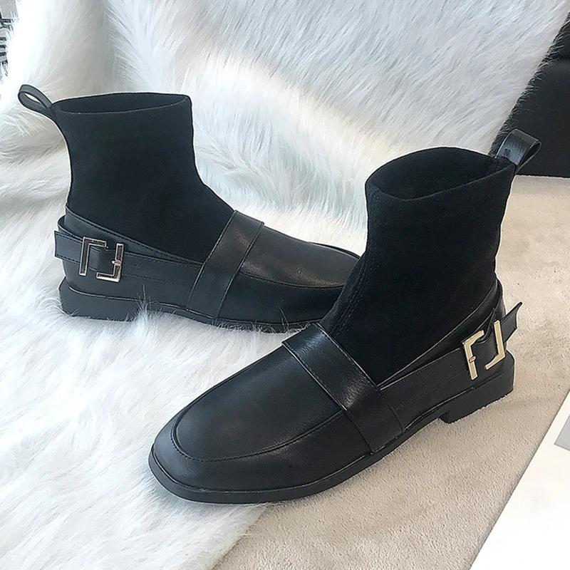 Ankle Boots For Women Fashion Slip On Sock Boots Winter Boots 2019 New Leather Boots Women Sexy Black Boots Plush Soft Ladies
Ankle Boots For Women Fashion Slip On Sock Boots Winter Boots 2019 New Leather Boots Women Sexy Black Boots Plush Soft Ladies
