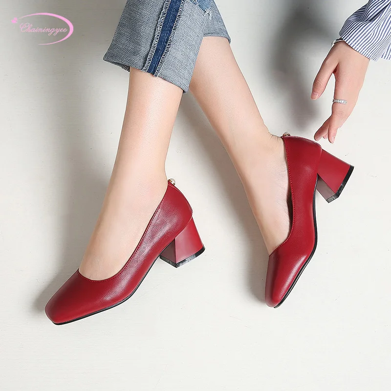 Korea OL style comfortable square toe pumps fashion slip-on beading red black beige medium with thick heel women's shoes
Korea OL style comfortable square toe pumps fashion slip-on beading red black beige medium with thick heel women's shoes