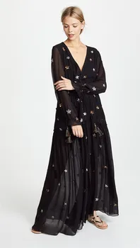 Womans Bohemian Star Embroidery Long Sleeve Runway Loose Maxi Long Dress 2019 Spring Women Deep V Neck Boho Split Long Dresses
Womans Bohemian Star Embroidery Long Sleeve Runway Loose Maxi Long Dress 2019 Spring Women Deep V Neck Boho Split Long Dresses