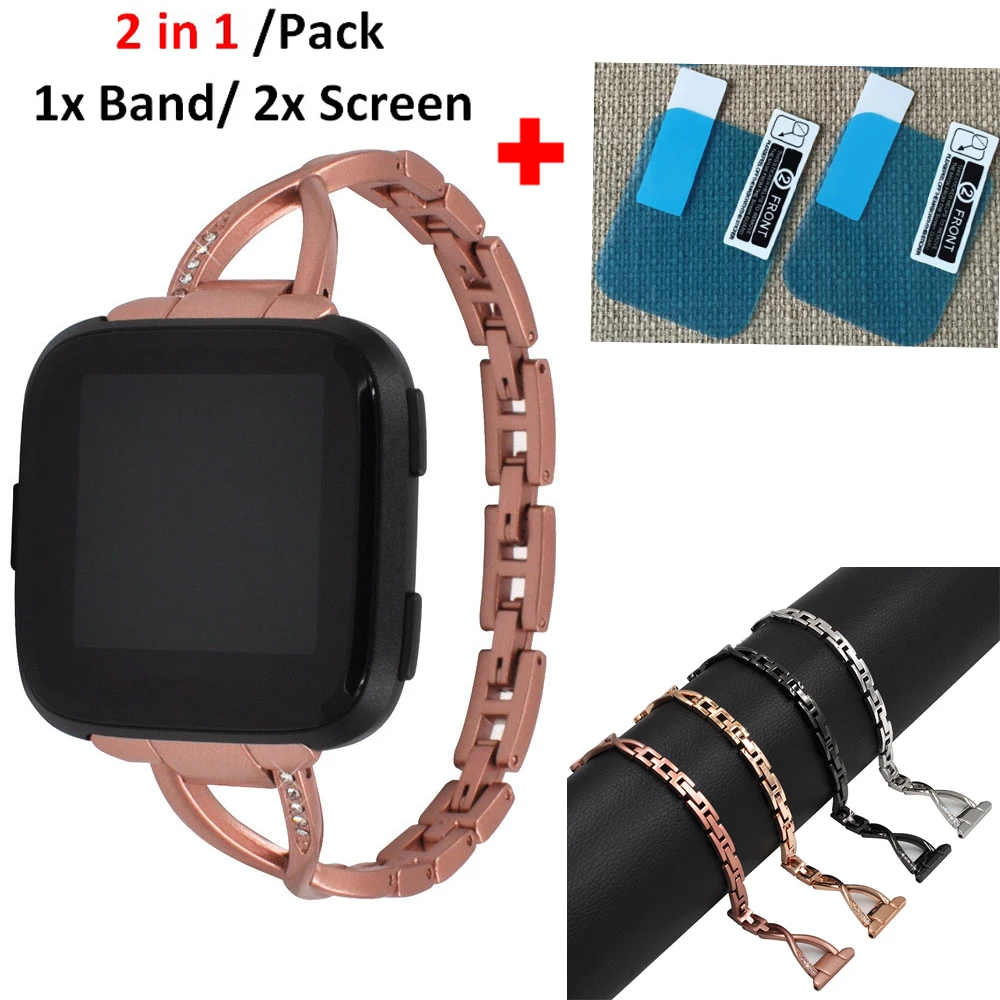 2 In1 For Fitbit Versa Band Stainless Steel Wrist Bracelet with Screen Protective film for Fitbit Versa Strap for Fitbit Band
2 In1 For Fitbit Versa Band Stainless Steel Wrist Bracelet with Screen Protective film for Fitbit Versa Strap for Fitbit Band