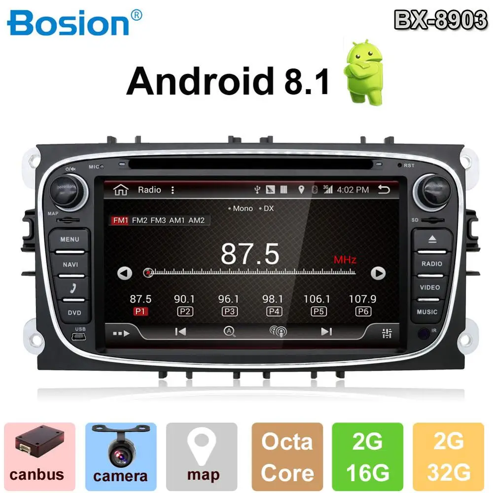 Автомобильный DVD плеер Bosion 8 ядер Android 2 Din радио GPS Navi для Ford Focus Mondeo Kuga C MAX Galaxy Audio
