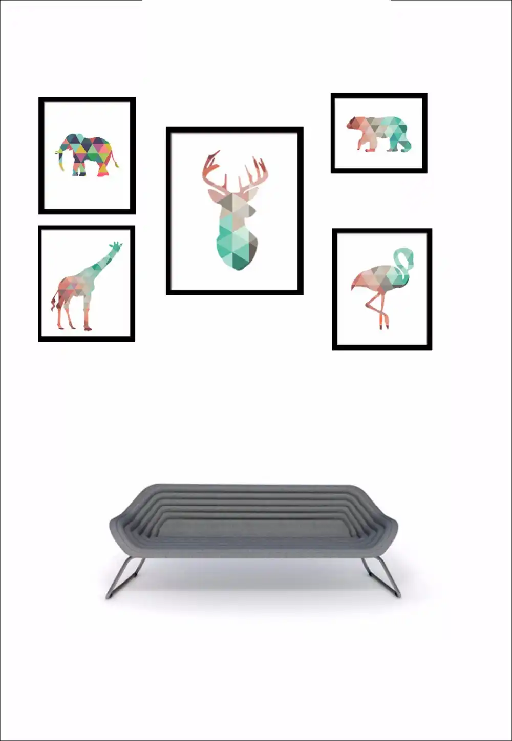Nordic Coral Mint Geometric Animal Pictures Canvas Art Painting