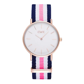 CMK Clock Woven strap sports Metal button styles Quartz