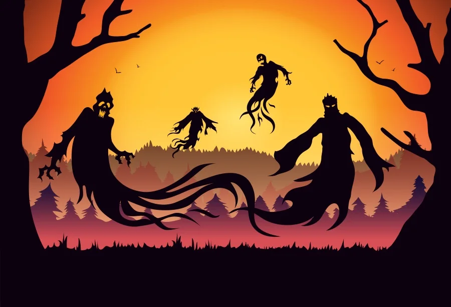 Laeacco Halloween Photography Backgrounds Ggost Forest Scene Baby Children Photographic Backdrops Photocall For Photo Studio | Электроника