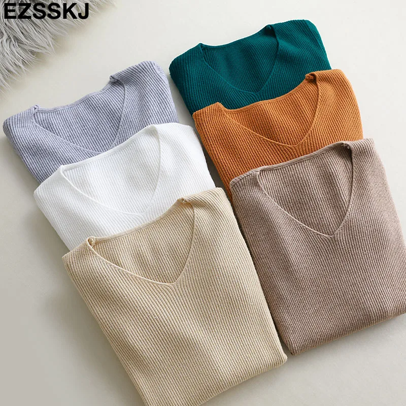 high quality Spring Autumn V Neck Knitted Pullovers Women Slim basic Sweater Elastic Solid Color Jumpers female women sweater
high quality Spring Autumn V Neck Knitted Pullovers Women Slim basic Sweater Elastic Solid Color Jumpers female women sweater