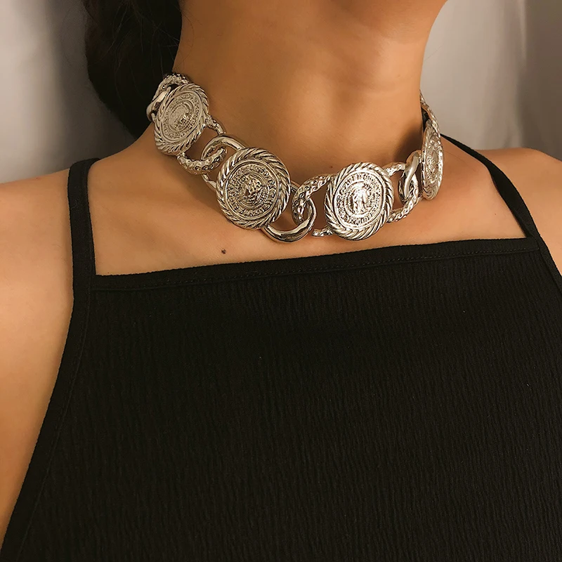 AE-CANFLY Punk 2019 Vintage Alloy Clavicle Necklace Exaggerated Embossed Portrait Thick Chain Necklace for Women Jewelry
AE-CANFLY Punk 2019 Vintage Alloy Clavicle Necklace Exaggerated Embossed Portrait Thick Chain Necklace for Women Jewelry