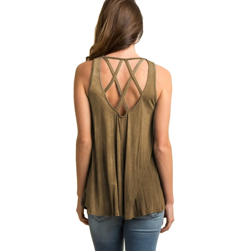 CHAMSGEND Women O-Neck Vest Summer Fashion Sexy Backless Solid Sleeveless Casual Tops Blouse Vest Tank Daily Cotton Vest Fe25
CHAMSGEND Women O-Neck Vest Summer Fashion Sexy Backless Solid Sleeveless Casual Tops Blouse Vest Tank Daily Cotton Vest Fe25