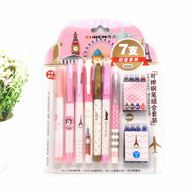 7Pcs Pens+8Pcs Ink Sac Kawaii Fountain Pens General Ink Sac Refills For Fountain Calligraphy Pen School Stationery Supplies
7Pcs Pens+8Pcs Ink Sac Kawaii Fountain Pens General Ink Sac Refills For Fountain Calligraphy Pen School Stationery Supplies