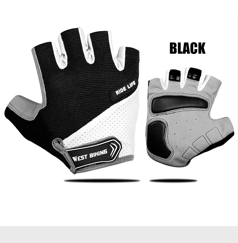 Breathable Half Finger Cycling Gloves black and white Breathable Half Finger Cycling Gloves black and white
