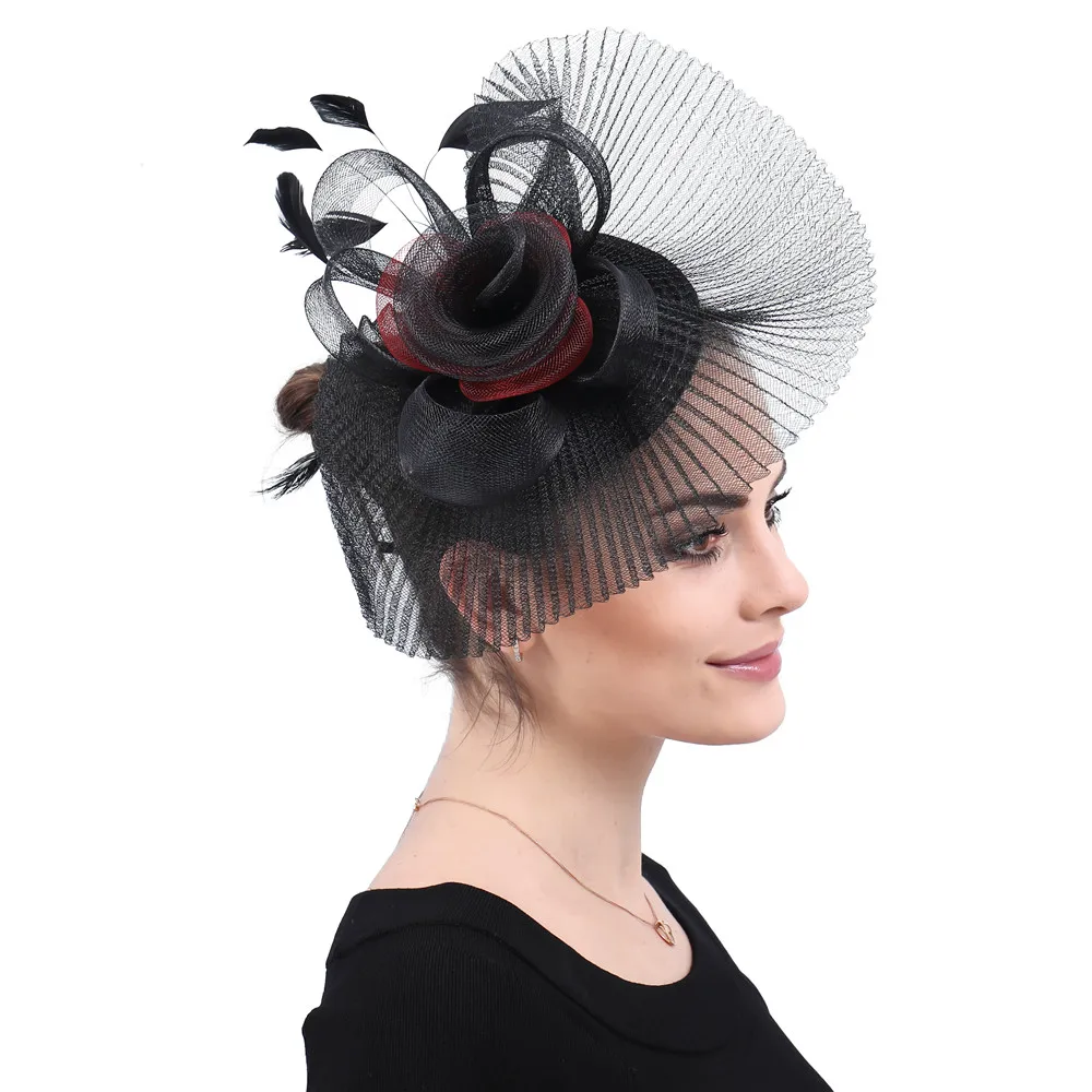 Vintage Black wedding hats with veil tea party hair accessories ladies feathers headwear race Cocktail hair clips and headbands
Vintage Black wedding hats with veil tea party hair accessories ladies feathers headwear race Cocktail hair clips and headbands