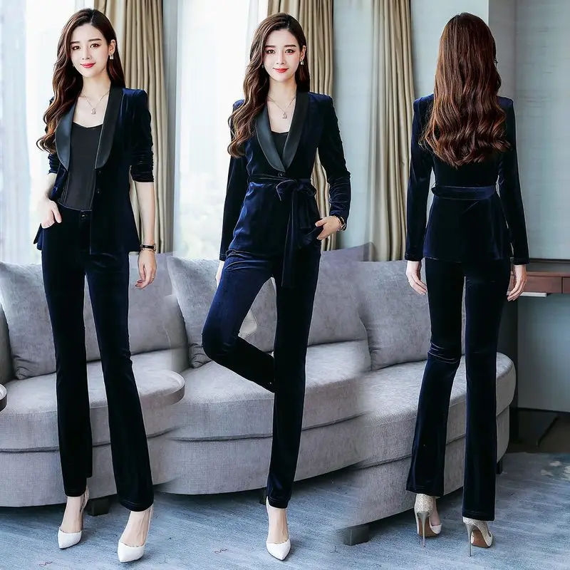 Pant Suits For Women 2018 Autumn Office Lady Outfits Fashion Velvet Full Single-Breasted Notched Blazers Jacket + Trouser Suits
Pant Suits For Women 2018 Autumn Office Lady Outfits Fashion Velvet Full Single-Breasted Notched Blazers Jacket + Trouser Suits