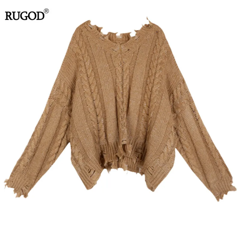 RUGOD V-neck Frayed Fringe Solid Off Shoulder Knitted Sweater Loose Grind Pullover Sweater 2019 Winter Pull Femme Hiver
RUGOD V-neck Frayed Fringe Solid Off Shoulder Knitted Sweater Loose Grind Pullover Sweater 2019 Winter Pull Femme Hiver