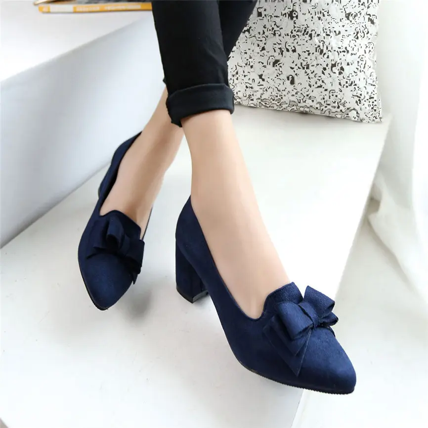 Women Shose Women's Bowknot Suede Thick High Heels Casual Pointed Toe Fashion Shoes Sexy Style Shoes For Women A#18 
Women Shose Women's Bowknot Suede Thick High Heels Casual Pointed Toe Fashion Shoes Sexy Style Shoes For Women A#18