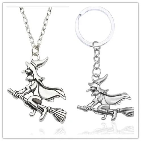 The Witch Riding Broom Pendant Necklace Keychains Set Women Vintage Halloween Sorceress Necklaces Bijoux Female Jewelry Gift
The Witch Riding Broom Pendant Necklace Keychains Set Women Vintage Halloween Sorceress Necklaces Bijoux Female Jewelry Gift