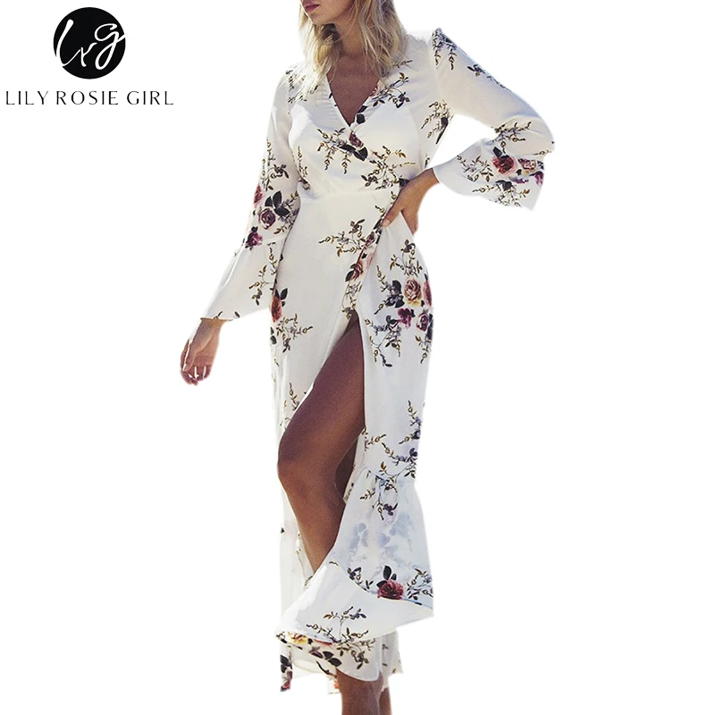 Lily Rosie Girl Deep V Neck Boho White Floral Dress Women Autumn Winter 2018 Long Sleeve Maxi Wrap Dresses Vestidos
Lily Rosie Girl Deep V Neck Boho White Floral Dress Women Autumn Winter 2018 Long Sleeve Maxi Wrap Dresses Vestidos