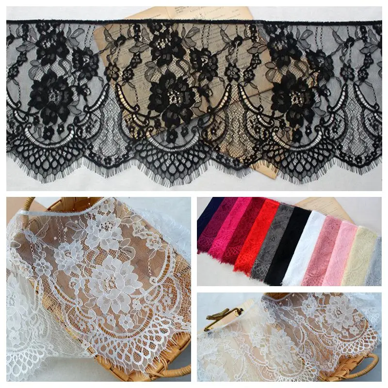 6Meter/lot France Eyelash lace fabric 27cm wide black white red lace trim handmade diy clothes wedding dress sew accessories
6Meter/lot France Eyelash lace fabric 27cm wide black white red lace trim handmade diy clothes wedding dress sew accessories