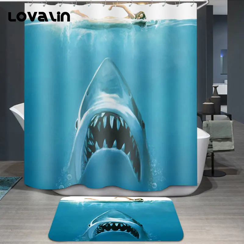 Lovalin shower curtains 100% polyester printed shark pattern waterproof curtain for bathroom 3D printed new Bathroom supplies
Lovalin shower curtains 100% polyester printed shark pattern waterproof curtain for bathroom 3D printed new Bathroom supplies