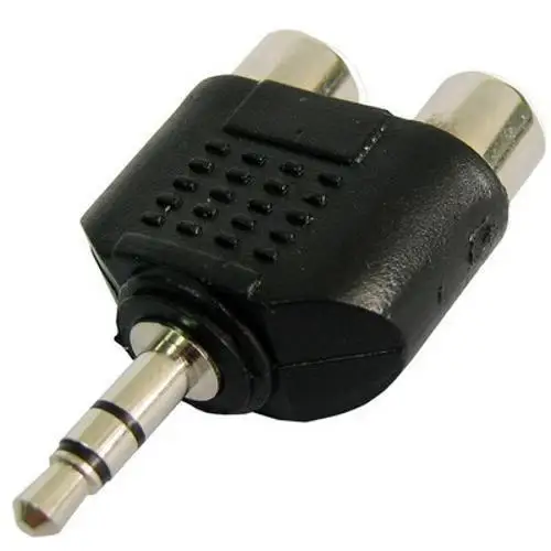 2 x RCA Phono Female to 1 3.5mm Stereo Jack Male Plug Audio Y Adapter | Электроника