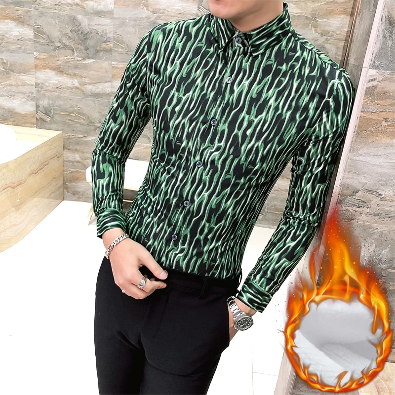Chemise Slim Fit Homme Men Shirts Long Sleeve Warm Flannel Winter Shirt Social Dress Waves Print Men Masculina Camisa Hombre
Chemise Slim Fit Homme Men Shirts Long Sleeve Warm Flannel Winter Shirt Social Dress Waves Print Men Masculina Camisa Hombre