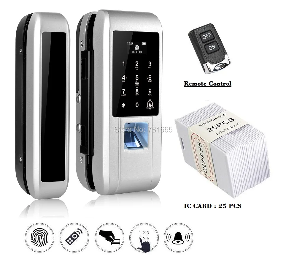 Glass Door Lock Office Keyless Electric Fingerprint Lock With Touch Keypad Smart Card Remote Control Key Door Lock
Glass Door Lock Office Keyless Electric Fingerprint Lock With Touch Keypad Smart Card Remote Control Key Door Lock