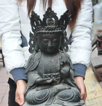 16" Old Chinese Buddhism Fane Joss Bronze Kwan-yin Bodhisattva Buddha Sculpture
16" Old Chinese Buddhism Fane Joss Bronze Kwan-yin Bodhisattva Buddha Sculpture