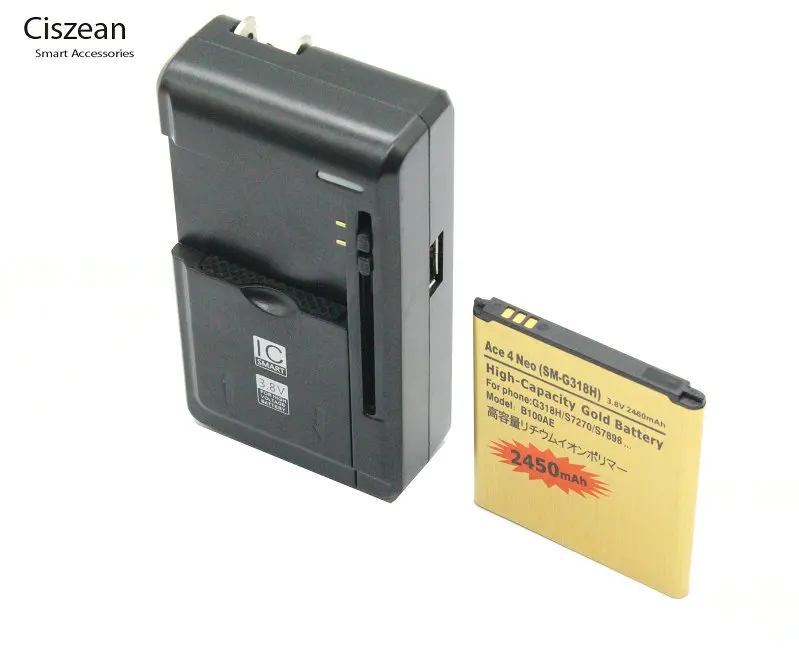 2450mAh B100AE / EB-BG313BBE Gold Replacement Battery + Universal Charger For Samsung Galaxy Ace 3 ACE 4 Neo S7270 G318H S7898
2450mAh B100AE / EB-BG313BBE Gold Replacement Battery + Universal Charger For Samsung Galaxy Ace 3 ACE 4 Neo S7270 G318H S7898