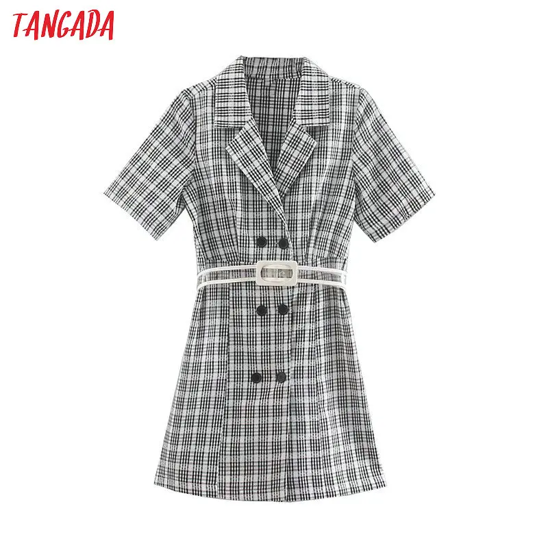 Tangada fashion women plaid print blazer dress turn-down collar short sleeve slash ladies french style elegant dress OZ277
Tangada fashion women plaid print blazer dress turn-down collar short sleeve slash ladies french style elegant dress OZ277