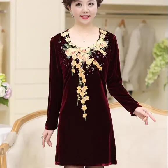 Clobee 2017 Winter Knee-length Elegant Floral Embroidered A-line Dress Velvet Middle Age Clothing Large Size Women Dresses JC135
Clobee 2017 Winter Knee-length Elegant Floral Embroidered A-line Dress Velvet Middle Age Clothing Large Size Women Dresses JC135