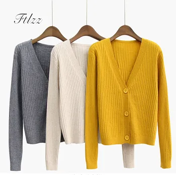 Knitted Short Cardigan Women Spring Autumn 2018 New Slim Long Sleeve V-neck Single Breasted Casual Harajuku Black Basci Sweaters 
Knitted Short Cardigan Women Spring Autumn 2018 New Slim Long Sleeve V-neck Single Breasted Casual Harajuku Black Basci Sweaters