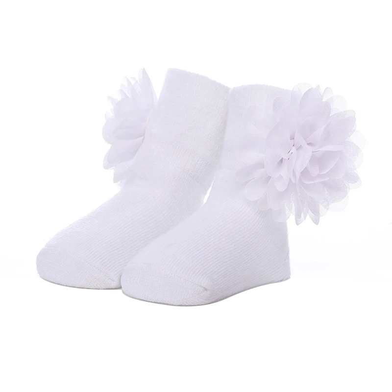 Floral Baby Girls Socks Toddler Kids Soft Cotton Sport Socks Autumn Winter Keep Warm Chiffon Flower Baby Care High quality Sweat Absorption (7)