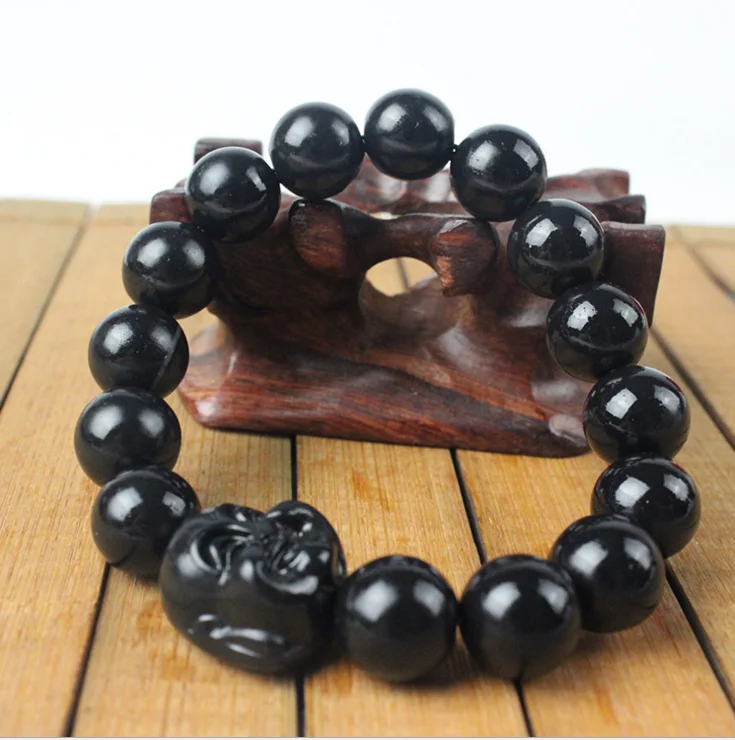 Hand Row 10mm smile Buddha head beads bracelet black jade Byanshi Men Natural si bin bian stone needle Bracelets / healthcare
Hand Row 10mm smile Buddha head beads bracelet black jade Byanshi Men Natural si bin bian stone needle Bracelets / healthcare