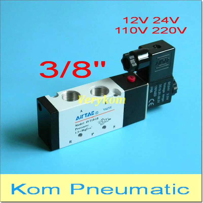 Solenoid Valves Air Gas Control Valve 3/8" BSP 2 Position 5 Port 2/5 Way 4v310-10 12V 24V DC 110V 220V AC
Solenoid Valves Air Gas Control Valve 3/8" BSP 2 Position 5 Port 2/5 Way 4v310-10 12V 24V DC 110V 220V AC