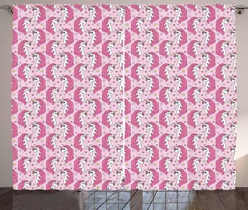 Unicorn Party Kitchen Curtains Girly Horses with Horns on Stars Background Childhood Fantasy Window Decor Panel Set
Unicorn Party Kitchen Curtains Girly Horses with Horns on Stars Background Childhood Fantasy Window Decor Panel Set