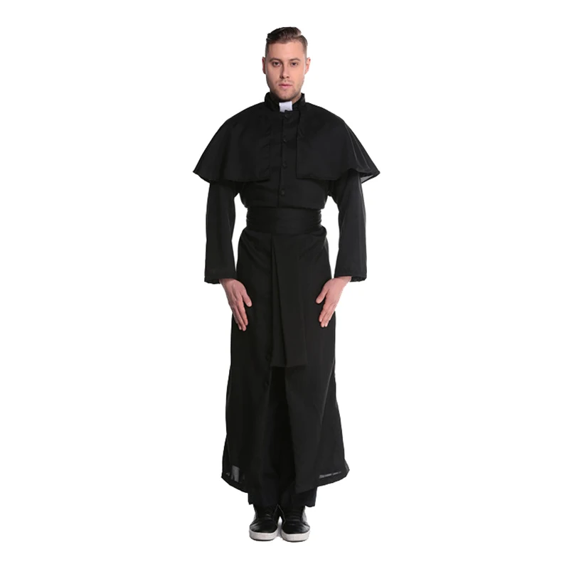 Black Men Jesus Missionary Costume Priest Christian Suits Male Nun Drama Clergyman Adults Carnival Cosplay Clothing Men Costumes (10)