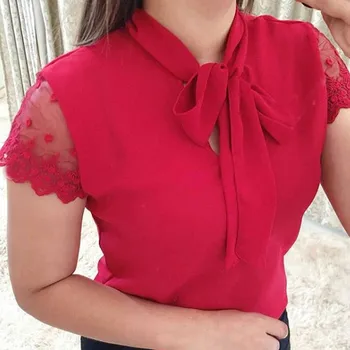 Summer work office lace short sleeve bow tie chiffon shirt top female overalls Mujer 2020 casual T-shirt top 2020 new
Summer work office lace short sleeve bow tie chiffon shirt top female overalls Mujer 2020 casual T-shirt top 2020 new
