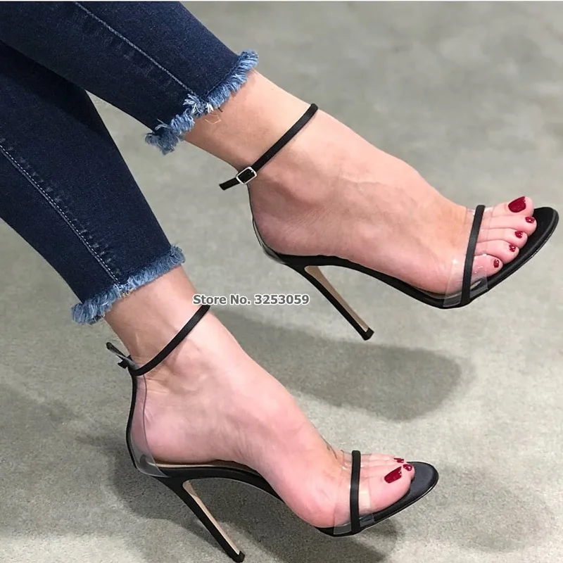 ALMUDENA Women Black Satin Cloth Buckle Strap Sandals Stiletto Heels Clear PVC Patchwork Pumps Gorgeous Banquet Party Shoes US14
ALMUDENA Women Black Satin Cloth Buckle Strap Sandals Stiletto Heels Clear PVC Patchwork Pumps Gorgeous Banquet Party Shoes US14
