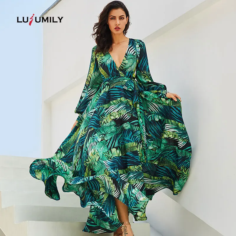 Lusumily 2019 Print Long Sleeve Dresses Tropical Beach Vintage Maxi Dresses Boho Casual V Neck Belt Lace Up Tunic Draped Dress
Lusumily 2019 Print Long Sleeve Dresses Tropical Beach Vintage Maxi Dresses Boho Casual V Neck Belt Lace Up Tunic Draped Dress