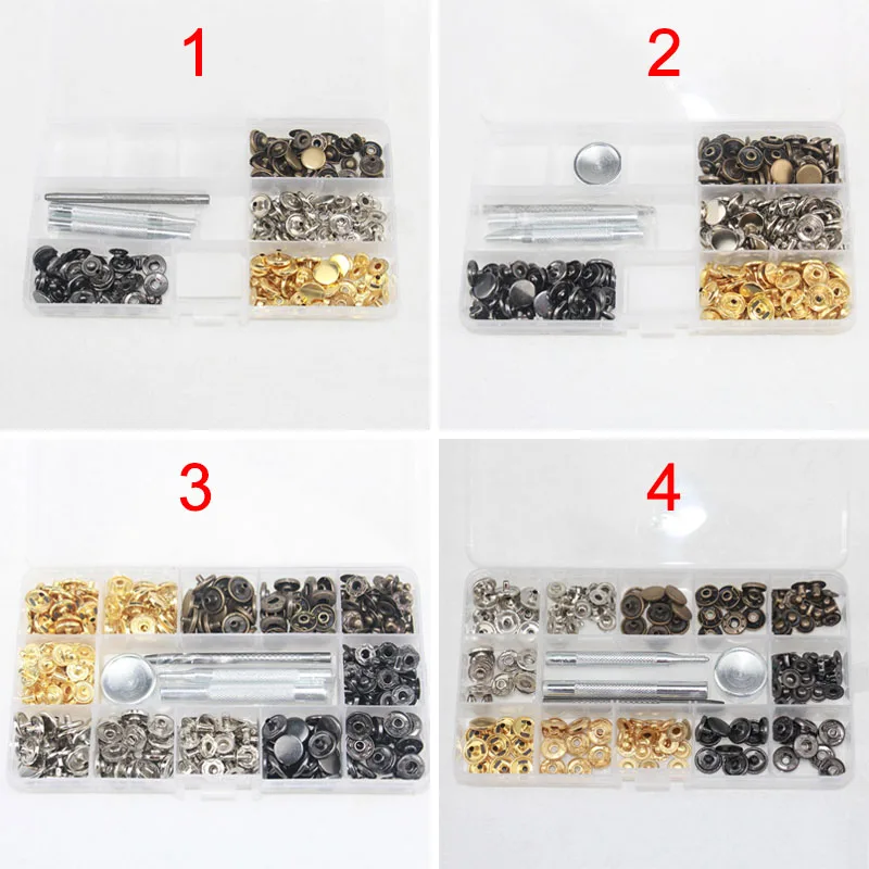 Snap Fasteners Press Stud Kit Set with Tool Inbox Sewing Leather Buttons Installation Tools HG99
Snap Fasteners Press Stud Kit Set with Tool Inbox Sewing Leather Buttons Installation Tools HG99