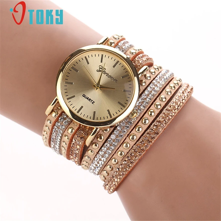 OTOKY geneva watch Women Quartz Watches Fashion Crystal Rivet Bracelet Ladies Clock Winding Wrap relogio feminino Gift 1pc C910
OTOKY geneva watch Women Quartz Watches Fashion Crystal Rivet Bracelet Ladies Clock Winding Wrap relogio feminino Gift 1pc C910