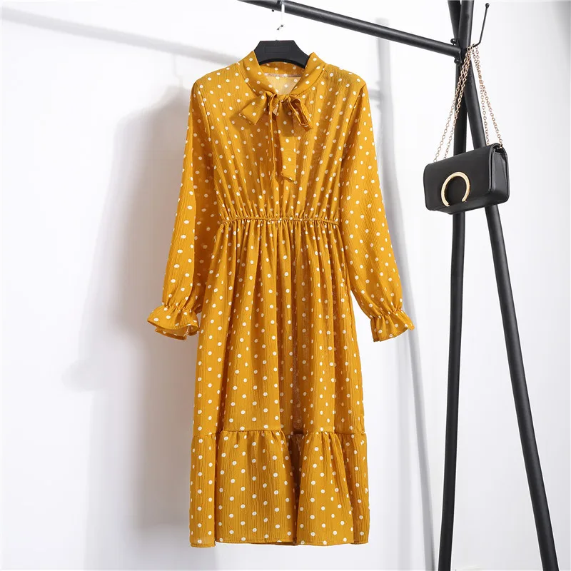 Fashion Women Automn Chiffon Long Sleeve Print Dress Floral Dress Casual Dress New Ladies Dot Long Dress Yellow
Fashion Women Automn Chiffon Long Sleeve Print Dress Floral Dress Casual Dress New Ladies Dot Long Dress Yellow