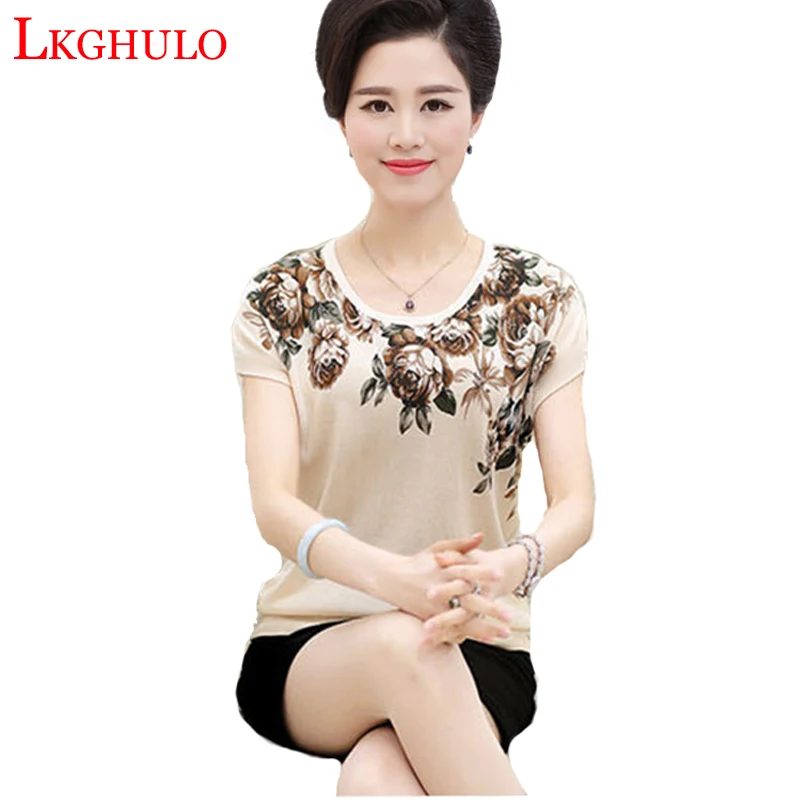 New 2018 Summer T Shirts For Women Mother Clothing T-shirt Female Flower Short-Sleeve Middle-age Women Loose Plus Size ShirtA192
New 2018 Summer T Shirts For Women Mother Clothing T-shirt Female Flower Short-Sleeve Middle-age Women Loose Plus Size ShirtA192