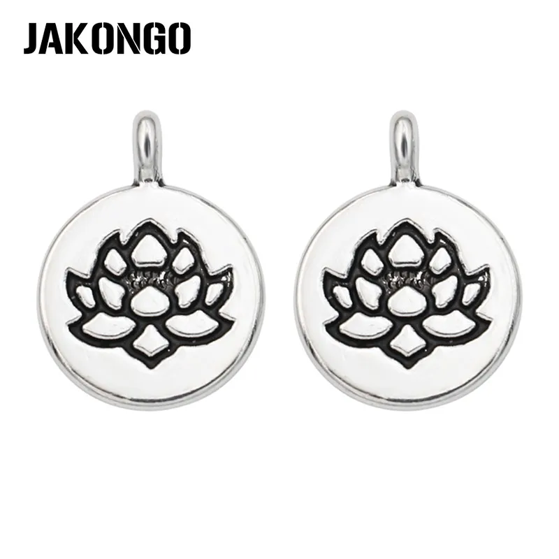 JAKONGO Antique Silver Plated Lotus Flower Charms Pendants for Jewelry Making Bracelet DIY Accessories Craft 20x15mm
JAKONGO Antique Silver Plated Lotus Flower Charms Pendants for Jewelry Making Bracelet DIY Accessories Craft 20x15mm