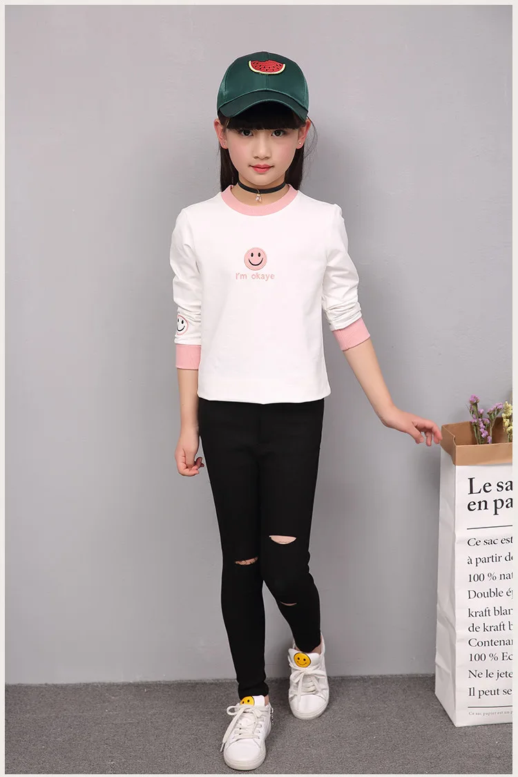 3-12 y children girls pants kids clothes girl trousers hole pant for girls solid color clothes for girls 12 years old (6)