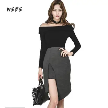 Wsfs Spring Dresses Black Long Sleeve Slash Neck Off Shoulder Women Dress Office Bandage Vintage Sexy Party Asymmetrical Dress
Wsfs Spring Dresses Black Long Sleeve Slash Neck Off Shoulder Women Dress Office Bandage Vintage Sexy Party Asymmetrical Dress